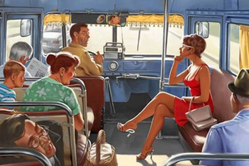 U autobusu se vozi žena, i priča mobilnim telefonom sa drugaricom…