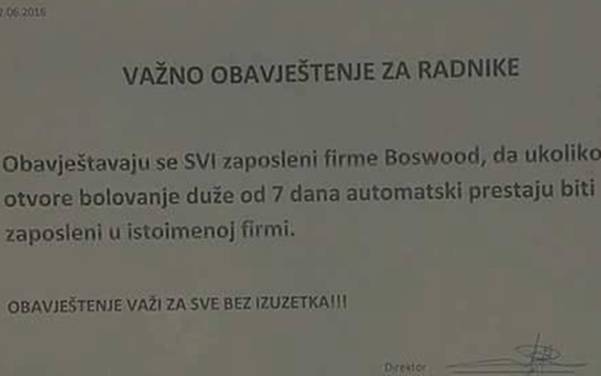 I ovo je BiH: Ko otvori bolovanje duže od sadam dana dobit će otkaz!