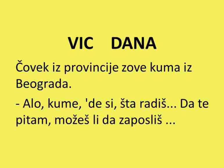 VIC DANA: Posao u Beogradu