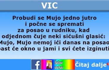 Probudi se Mujo jedno jutro i počne se spremati za posao u rudniku