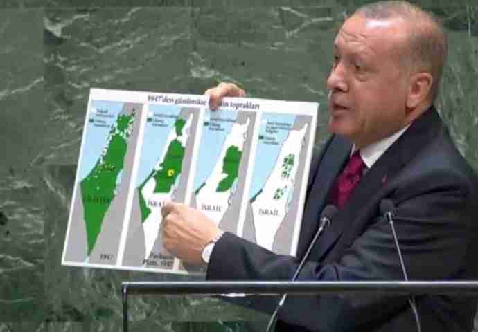 OVAJ GOVOR DIGAO JE PLANETU NA NOGE Pogledajte kako je Erdogan upitao članice UN-a da pokažu gdje su granice Izraela