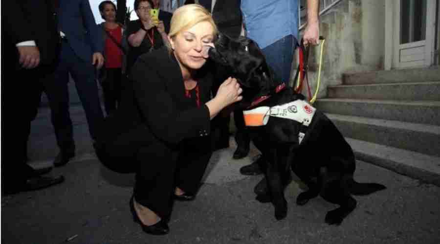 NOVI BISERI HRVATSKE PREDSJEDNICE: Kolindu u Splitu prije utakmice pas ljubio po licu i vratu, ona uzvraćala