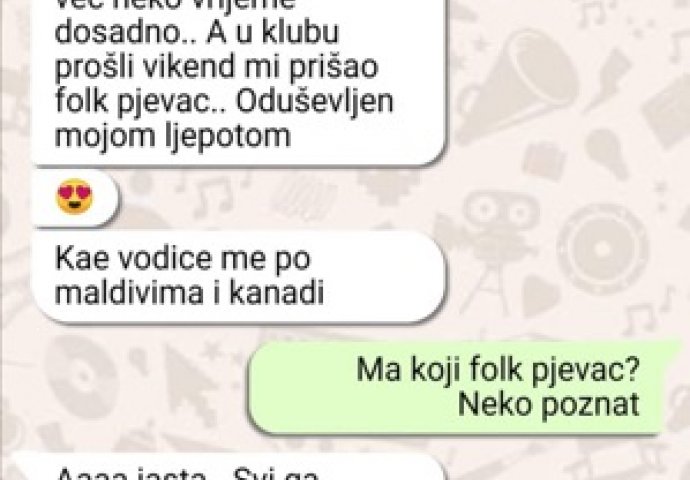 PRIJATELJICA MI JE JAVILA DA VEČERAS IZLAZI SA POZNATIM FOLK PJEVAČEM IZ SRBIJE, IAKO JE UDATA: Kad mi je pokazala sliku, VRISNULA SAM OD SMIJEHA, nije moguće