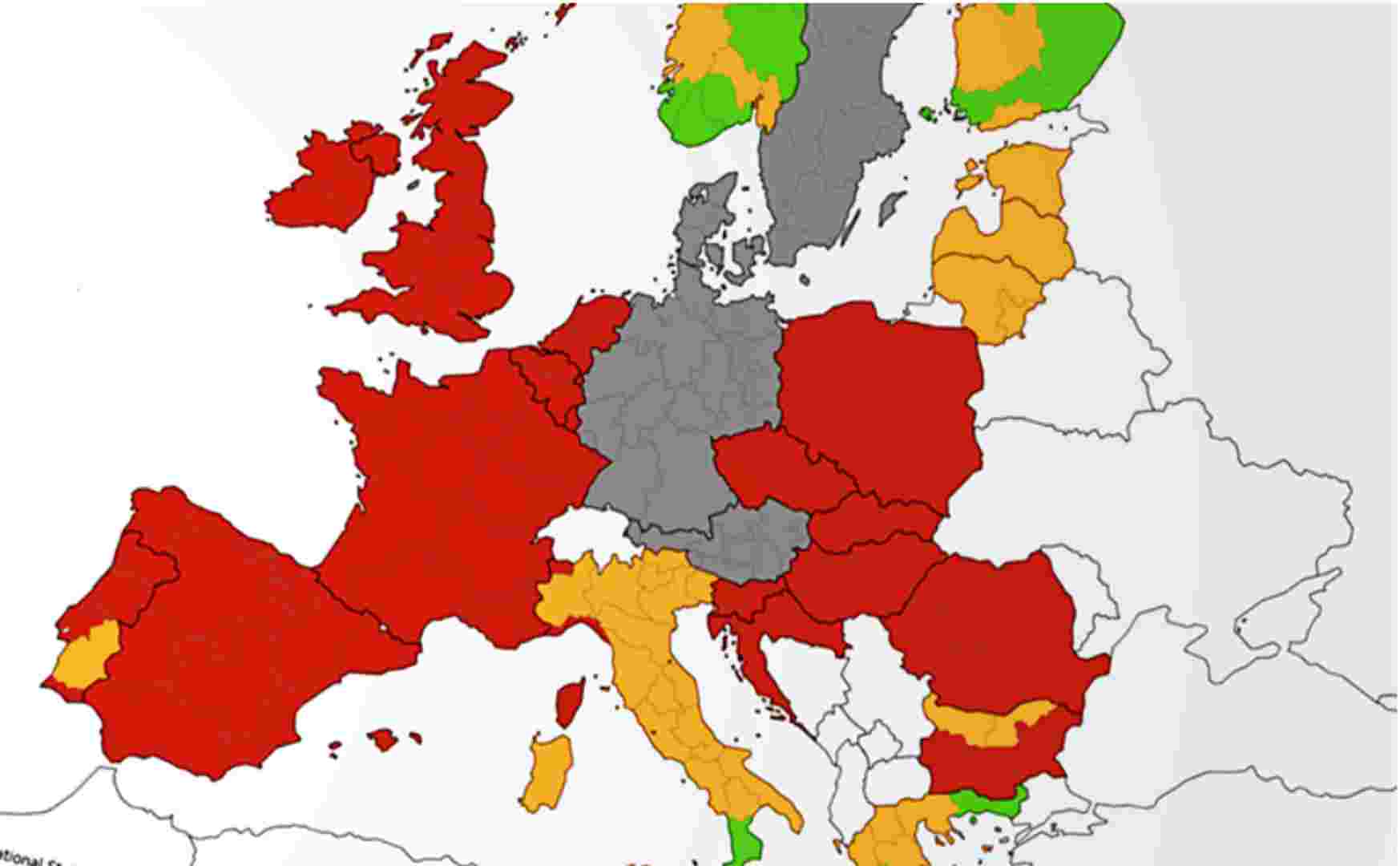 Objavljena karta za ograničenje kretanja: Više od pola Europe u crvenoj zoni, samo tri zemlje zelene